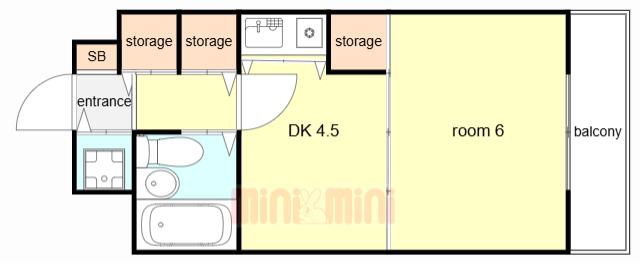 ルモンド西宮(1DK/5階)の間取り写真
