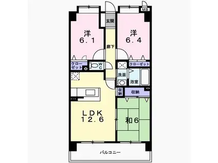 アレーグレ・S(3LDK/6階)の間取り写真