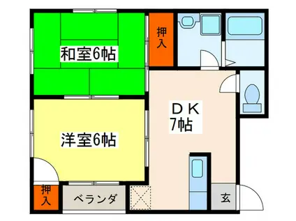 ミドリアパート(2DK/2階)の間取り写真