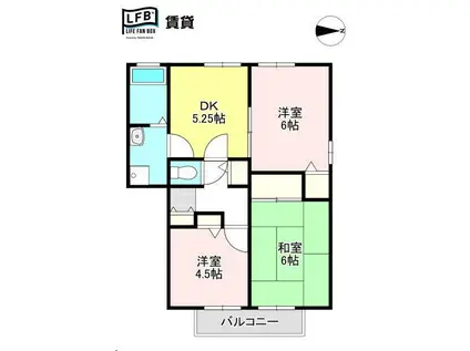 メゾン小串B棟(3DK/1階)の間取り写真