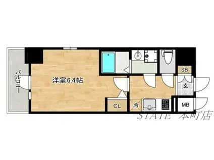 エスリード阿波座プライムコート(1K/6階)の間取り写真