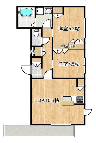 CASA ETERNA(2LDK/2階)の間取り写真