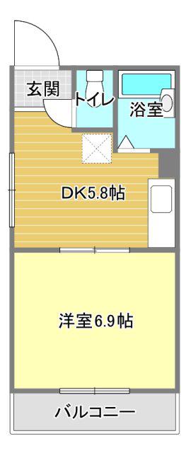 PERAコーポ(ワンルーム/1階)の間取り写真