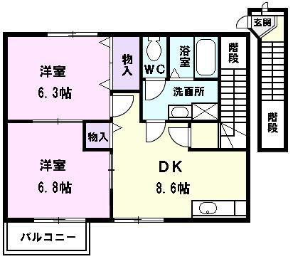 TSスクエア(2DK/2階)の間取り写真