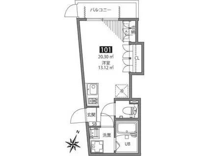N-DORM(ワンルーム/1階)の間取り写真