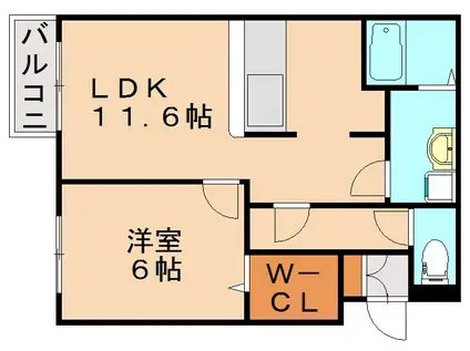 ピンズ田熊(1LDK/1階)の間取り写真