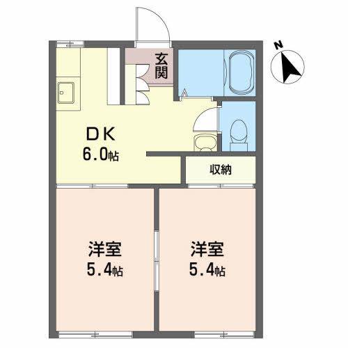 フォーブル南光台(2DK/1階)の間取り写真