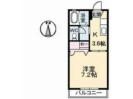 フレグランス B棟(1K/2階)の間取り写真