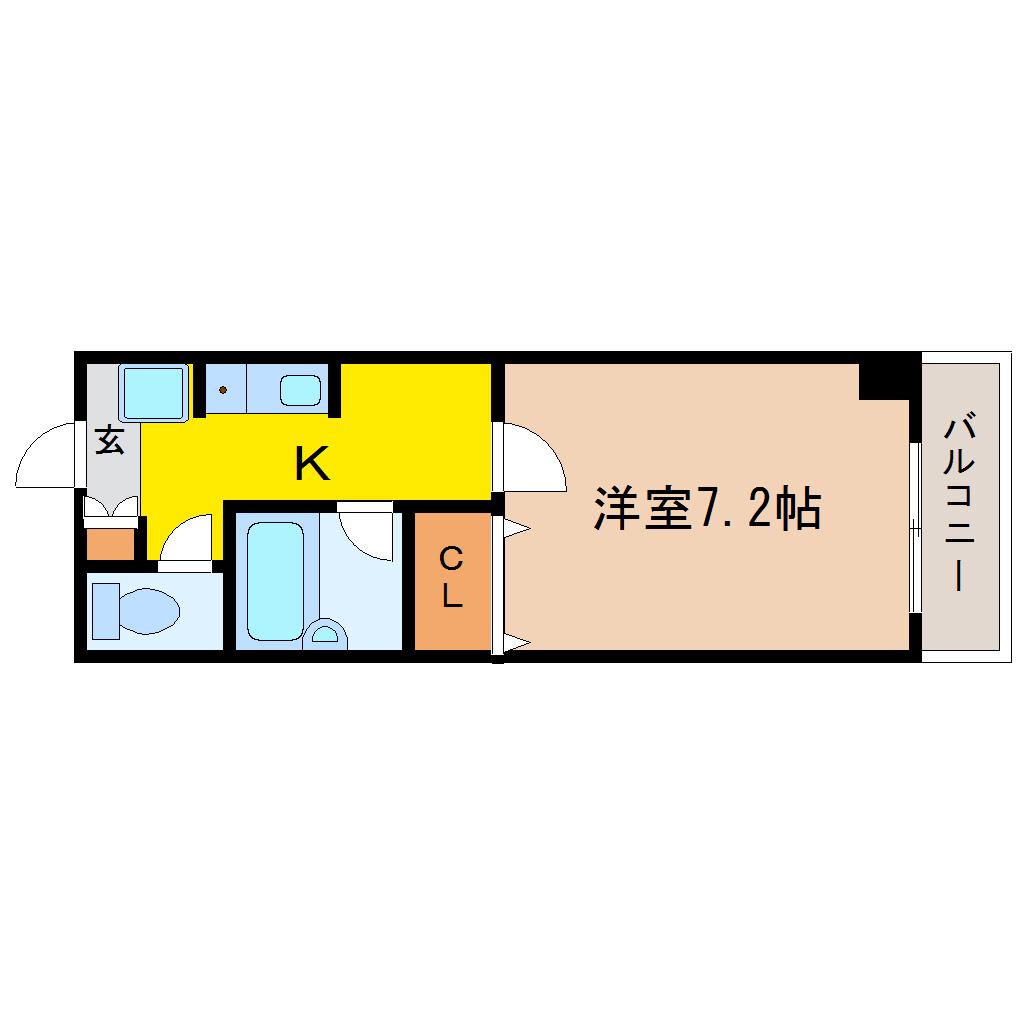 モンレーブ通町(1K/3階)の間取り写真