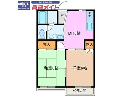 スパークシティ(2DK/2階)の間取り写真