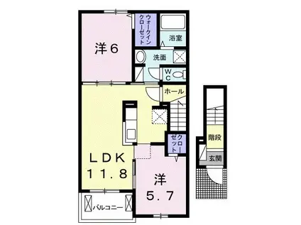 ファミール際波II(2LDK/2階)の間取り写真