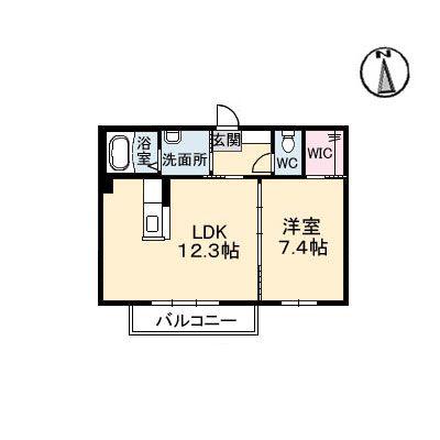 ベルアネス A棟(1LDK/2階)の間取り写真