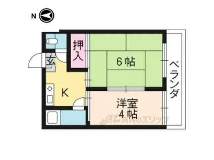 京阪本線 七条駅 徒歩8分 3階建 築57年(2K/1階)の間取り写真