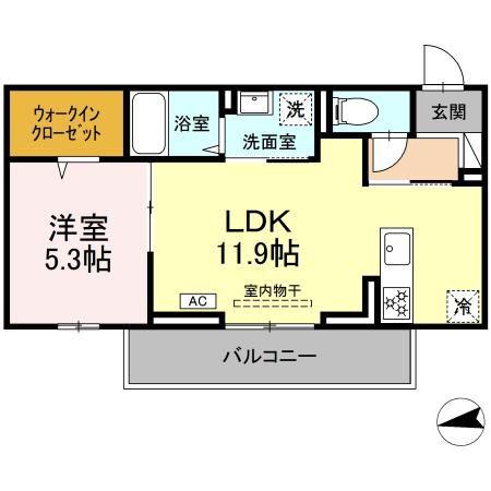 ベルディール(1LDK/1階)の間取り写真