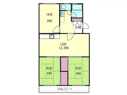 沼津原団地1(3LDK/1階)の間取り写真