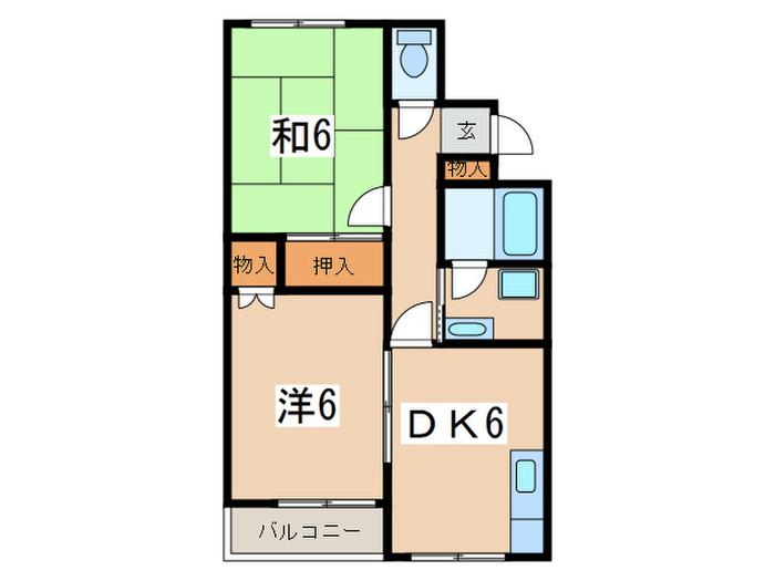ベルメゾン(2DK/2階)の間取り写真