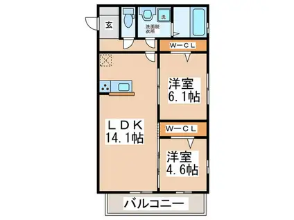 コンフォートさくら(2LDK/2階)の間取り写真