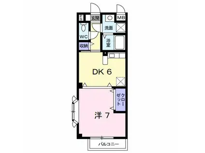 ヴィラージュA(1DK/1階)の間取り写真