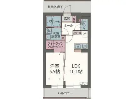 ルシエール東護(1LDK/2階)の間取り写真