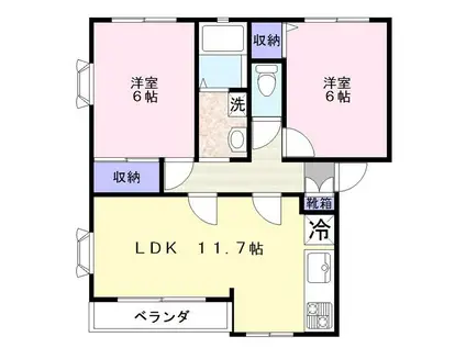 トピアADⅡ(2LDK/1階)の間取り写真