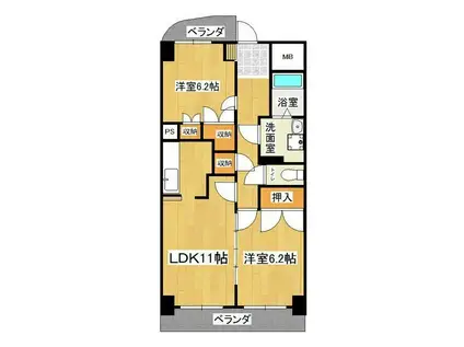 ヒルトップハウス(2LDK/4階)の間取り写真