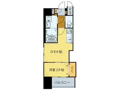 シェルグランデ原町(1DK/12階)の間取り写真