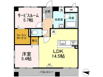 サンタリオン(1SLDK/3階)の間取り写真