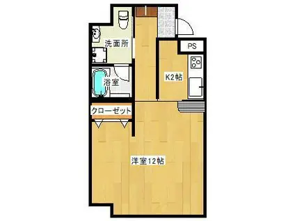 ヴィラグランデ下関(1K/2階)の間取り写真