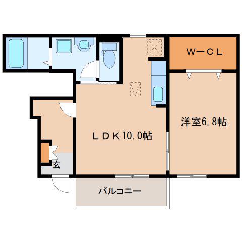 DKII(1LDK/1階)の間取り写真