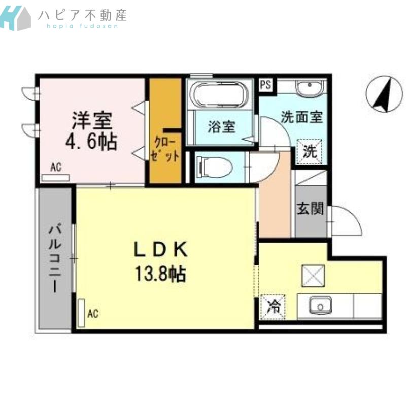 シャルマン本町(1LDK/3階)の間取り写真