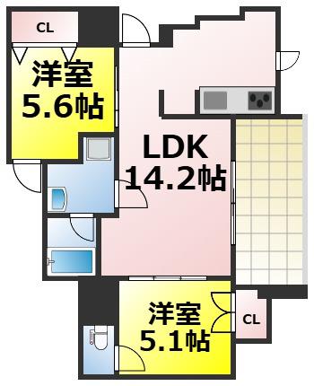 ZENII(1SLDK/4階)の間取り写真