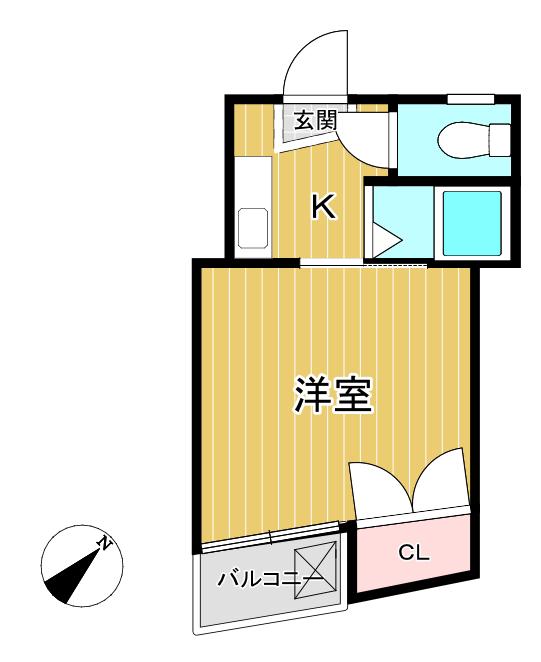 プチハウス(1K/2階)の間取り写真