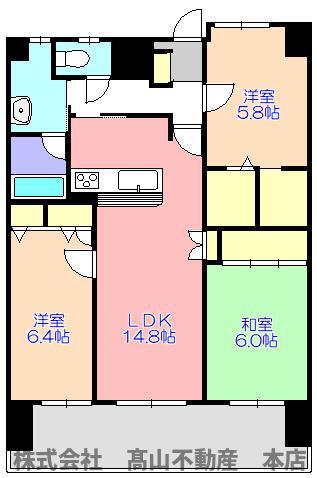 ロワールマンション東郷駅前(3LDK/11階)の間取り写真