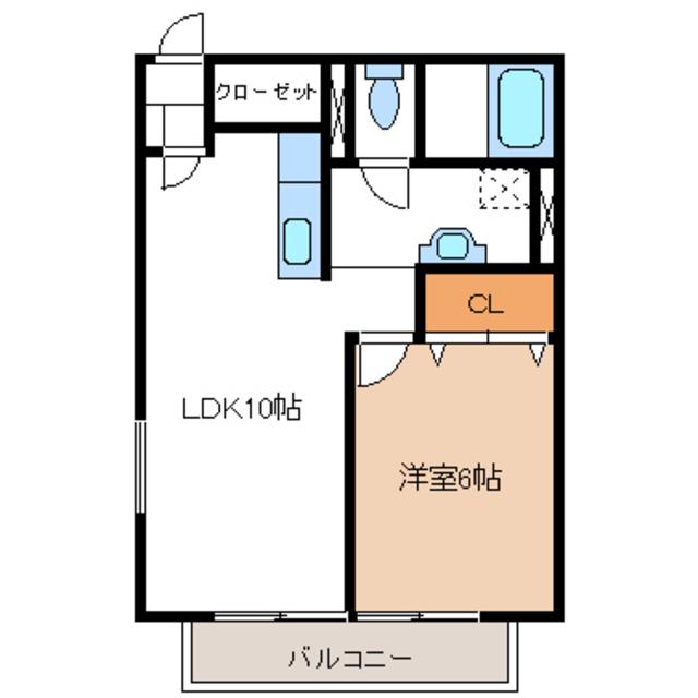 あおば2(1LDK/2階)の間取り写真