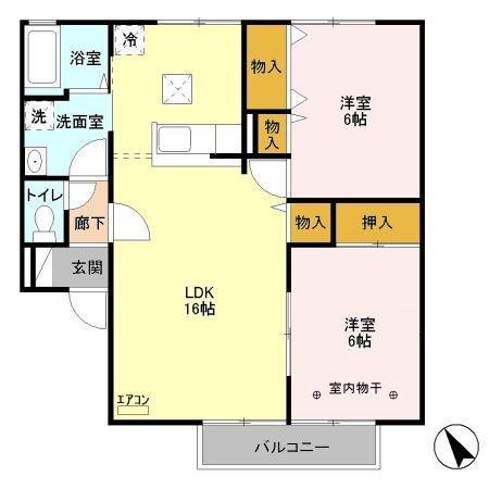 フラワーレジデンス北山 G(2LDK/1階)の間取り写真