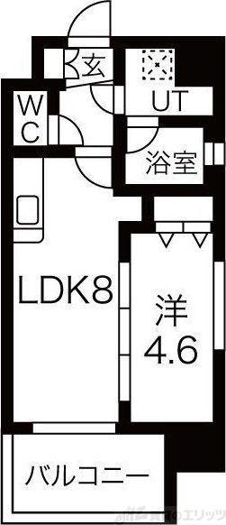 ファーストステージ江坂パークサイド(1LDK/7階)の間取り写真