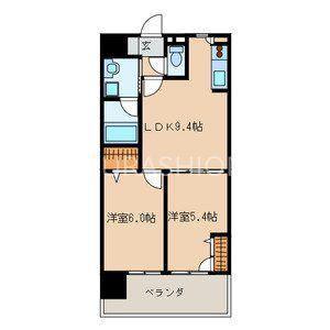 アジリア博多イースト(2DK/7階)の間取り写真