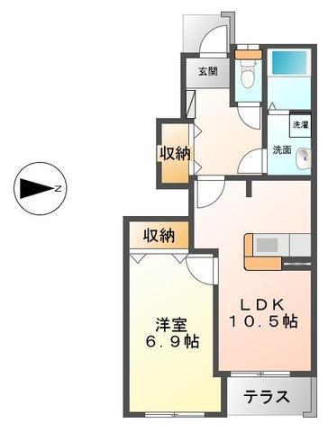 セジュン外旭川(1LDK/1階)の間取り写真