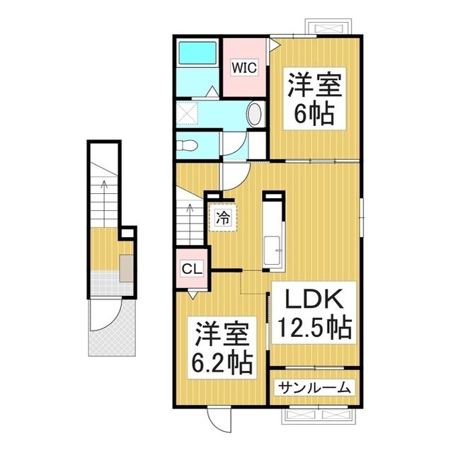 ヴィラフェリーチェ(2LDK/2階)の間取り写真