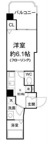 プレリエ江坂(1K/5階)の間取り写真