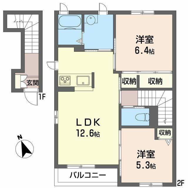 グリーンヴィラ I(2LDK/2階)の間取り写真