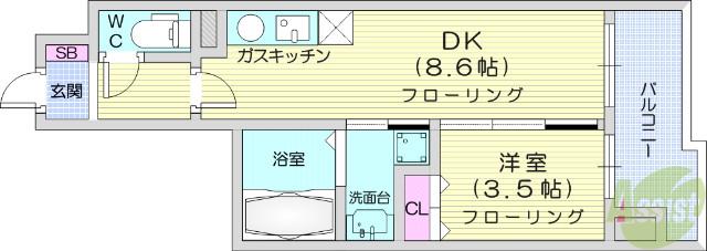 S-FORT青葉上杉(1LDK/10階)の間取り写真