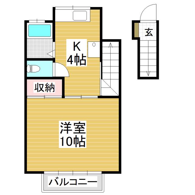 コーポユタカ B棟(1K/2階)の間取り写真