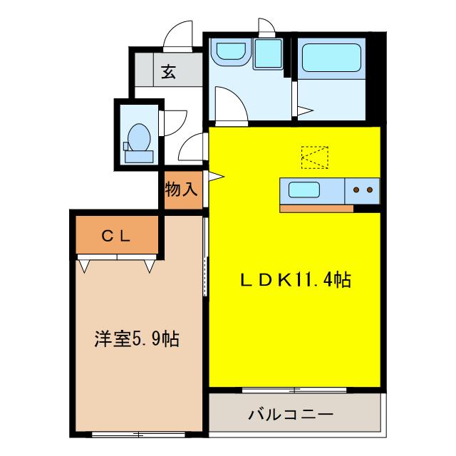 アーバンマツバラ(1LDK/1階)の間取り写真
