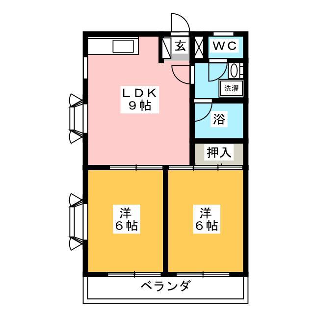 ニューヒラノ(2DK/3階)の間取り写真
