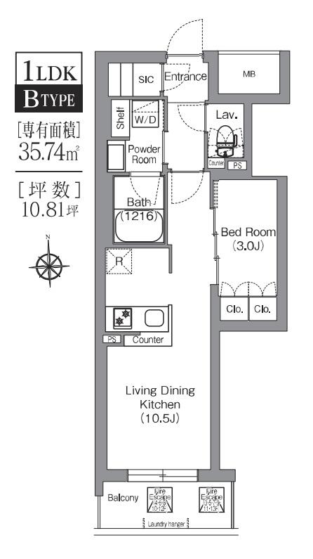コンフォリア・リヴ博労町一丁目Q(1LDK/3階)の間取り写真