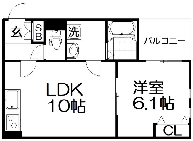 アート枚方宮之阪(1LDK/3階)の間取り写真