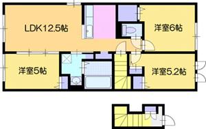 ドリーム江別II(3LDK/2階)の間取り写真