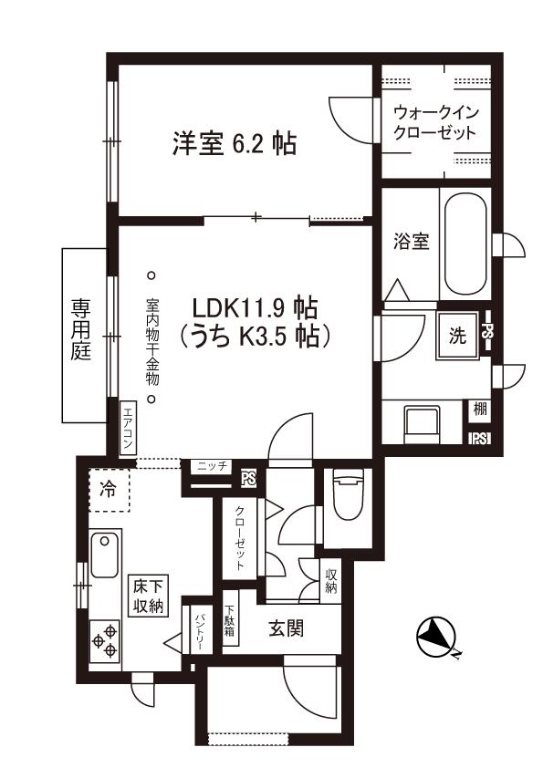 ラ・フェリーチェ(1LDK/1階)の間取り写真