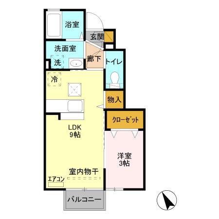 SPRING COURT(1LDK/1階)の間取り写真